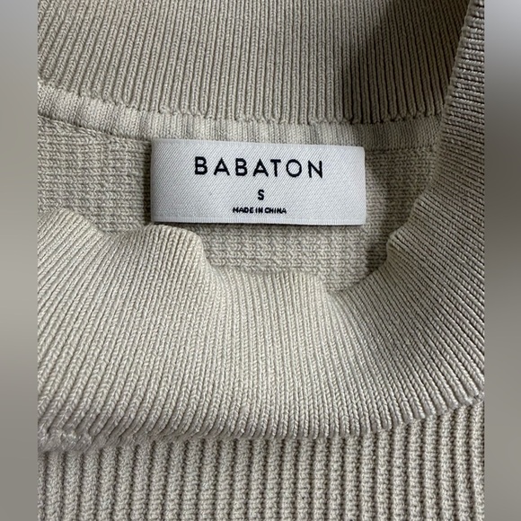 Aritzia Babaton Cream Sculpt Knit Mockneck Tank Sz Small - Picture 5 of 5